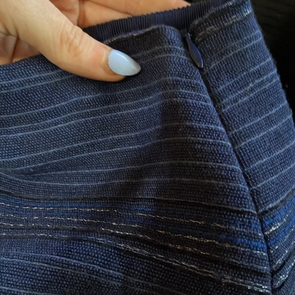 Sandro NWOT Dakota Blue Striped Fringe Women's Skirt with Metallic Detail - Picture 8 of 9